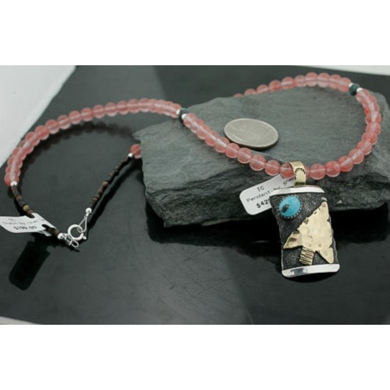 12kt Gold Filled and .925 Sterling Silver Handmade Arrow Certified Authentic Navajo Turquoise Native American Necklace 370973872337