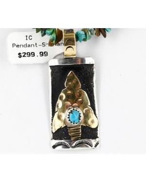 12kt Gold Filled and .925 Sterling Silver Handmade Arrow Certified Authentic Navajo Turquoise Native American Necklace 371046956927