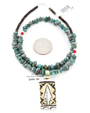 12kt Gold Filled and .925 Sterling Silver Handmade Arrow Certified Authentic Navajo Turquoise Native American Necklace 371052088816