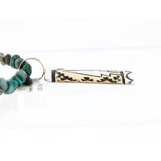 12kt Gold Filled and .925 Sterling Silver Handmade Arrow Certified Authentic Navajo Turquoise Native American Necklace 371052088816