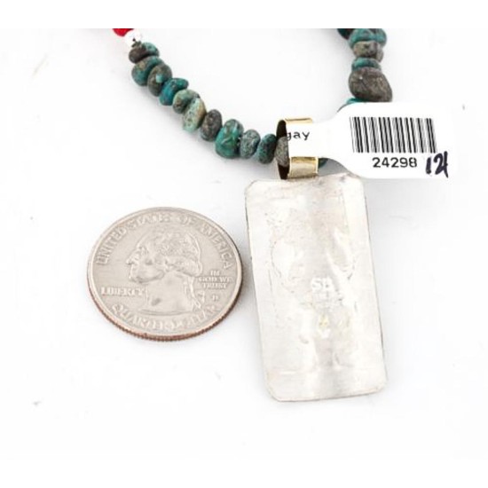 12kt Gold Filled and .925 Sterling Silver Handmade Arrow Certified Authentic Navajo Turquoise Native American Necklace 371052088816