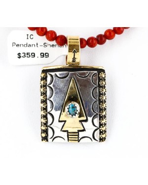 12kt Gold Filled and .925 Sterling Silver Handmade Arrow Certified Authentic Navajo Turquoise Native American Necklace 371062899736