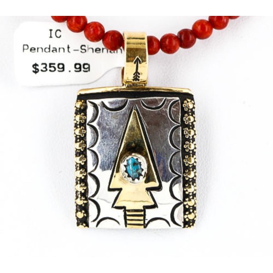 12kt Gold Filled and .925 Sterling Silver Handmade Arrow Certified Authentic Navajo Turquoise Native American Necklace 371062899736