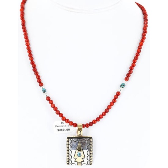 12kt Gold Filled and .925 Sterling Silver Handmade Arrow Certified Authentic Navajo Turquoise Native American Necklace 371062899736