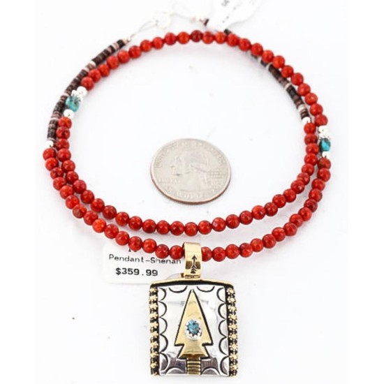 12kt Gold Filled and .925 Sterling Silver Handmade Arrow Certified Authentic Navajo Turquoise Native American Necklace 371062899736