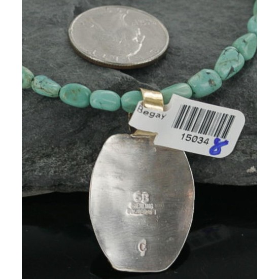 12kt Gold Filled and .925 Sterling Silver Handmade Arrow Certified Authentic Navajo Turquoise Native American Necklace 390673522272