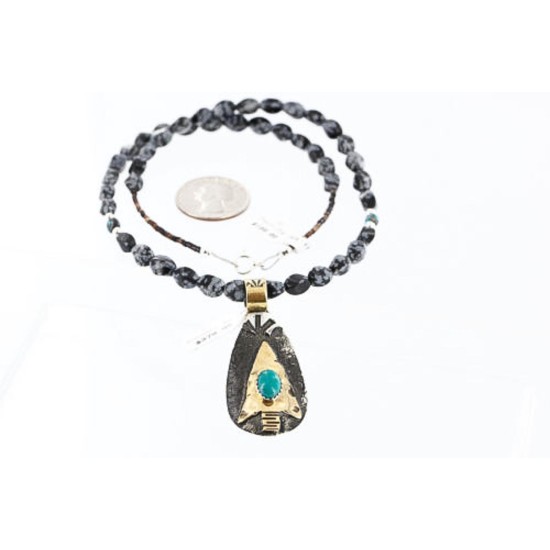 12kt Gold Filled and .925 Sterling Silver Handmade Arrow Certified Authentic Navajo Turquoise Native American Necklace 390772663727