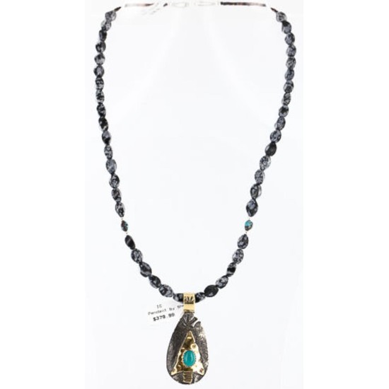 12kt Gold Filled and .925 Sterling Silver Handmade Arrow Certified Authentic Navajo Turquoise Native American Necklace 390772663727