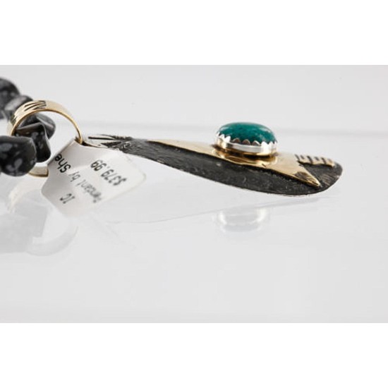12kt Gold Filled and .925 Sterling Silver Handmade Arrow Certified Authentic Navajo Turquoise Native American Necklace 390772663727