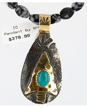 12kt Gold Filled and .925 Sterling Silver Handmade Arrow Certified Authentic Navajo Turquoise Native American Necklace 390772663727