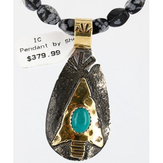 12kt Gold Filled and .925 Sterling Silver Handmade Arrow Certified Authentic Navajo Turquoise Native American Necklace 390772663727