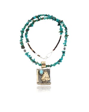 12kt Gold Filled and .925 Sterling Silver Handmade Arrow Certified Authentic Navajo Turquoise Native American Necklace 390813188690