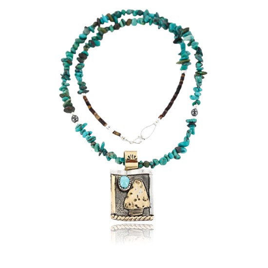 12kt Gold Filled and .925 Sterling Silver Handmade Arrow Certified Authentic Navajo Turquoise Native American Necklace 390813188690