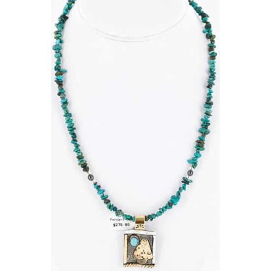 12kt Gold Filled and .925 Sterling Silver Handmade Arrow Certified Authentic Navajo Turquoise Native American Necklace 390813188690