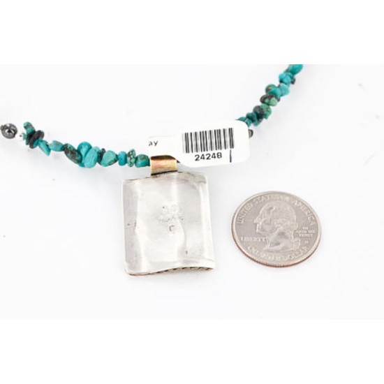 12kt Gold Filled and .925 Sterling Silver Handmade Arrow Certified Authentic Navajo Turquoise Native American Necklace 390813188690