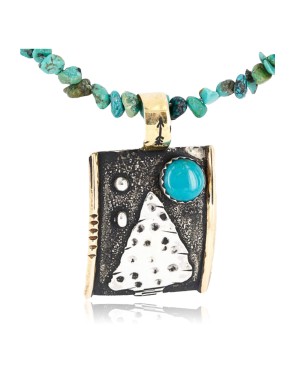 12kt Gold Filled and .925 Sterling Silver Handmade Arrow Certified Authentic Navajo Turquoise Native American Necklace 390824715198