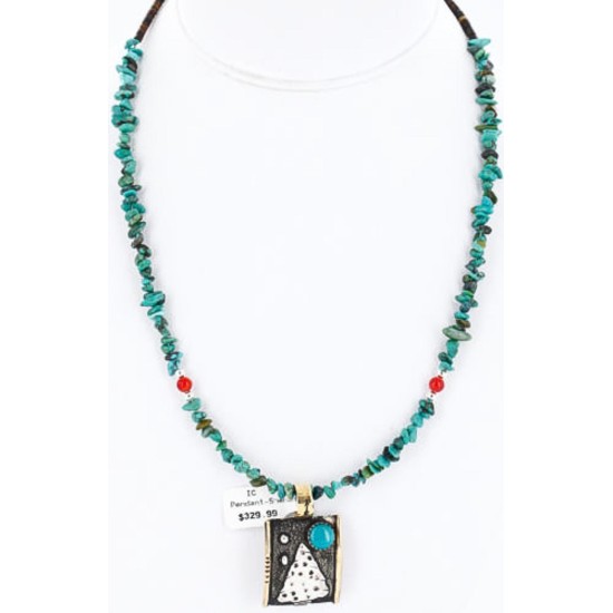 12kt Gold Filled and .925 Sterling Silver Handmade Arrow Certified Authentic Navajo Turquoise Native American Necklace 390824715198