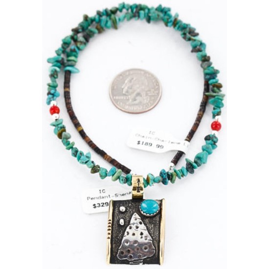 12kt Gold Filled and .925 Sterling Silver Handmade Arrow Certified Authentic Navajo Turquoise Native American Necklace 390824715198