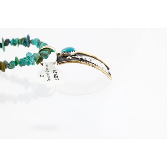 12kt Gold Filled and .925 Sterling Silver Handmade Arrow Certified Authentic Navajo Turquoise Native American Necklace 390824715198