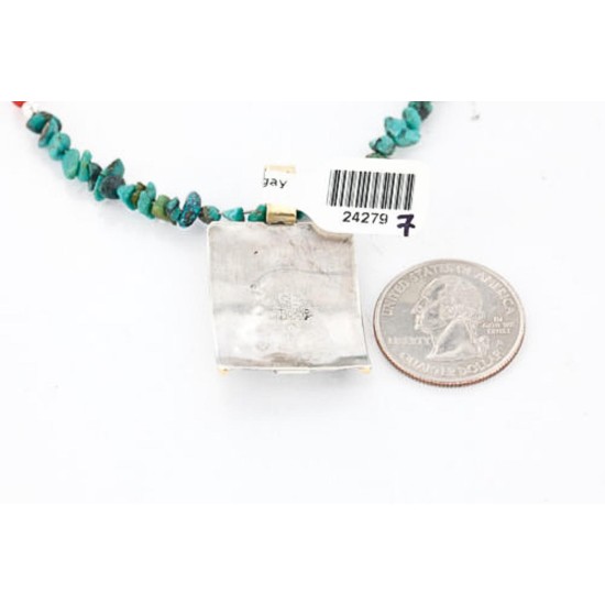 12kt Gold Filled and .925 Sterling Silver Handmade Arrow Certified Authentic Navajo Turquoise Native American Necklace 390824715198