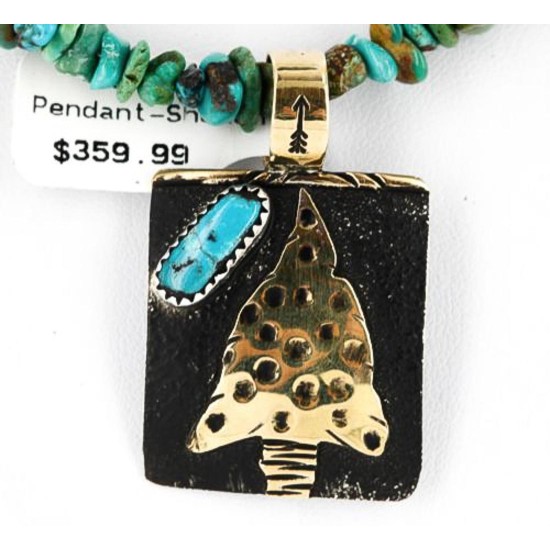12kt Gold Filled and .925 Sterling Silver Handmade Arrow Certified Authentic Navajo Turquoise Native American Necklace 390828243778