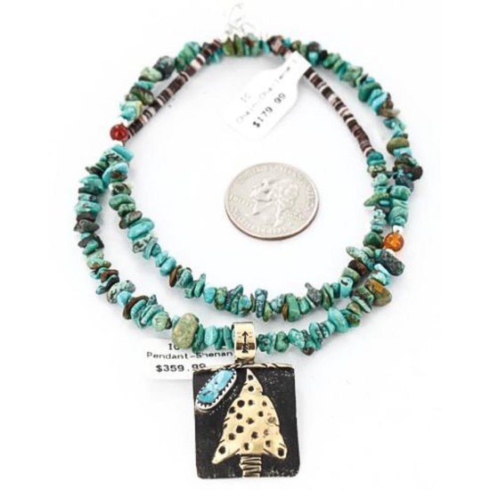 12kt Gold Filled and .925 Sterling Silver Handmade Arrow Certified Authentic Navajo Turquoise Native American Necklace 390828243778