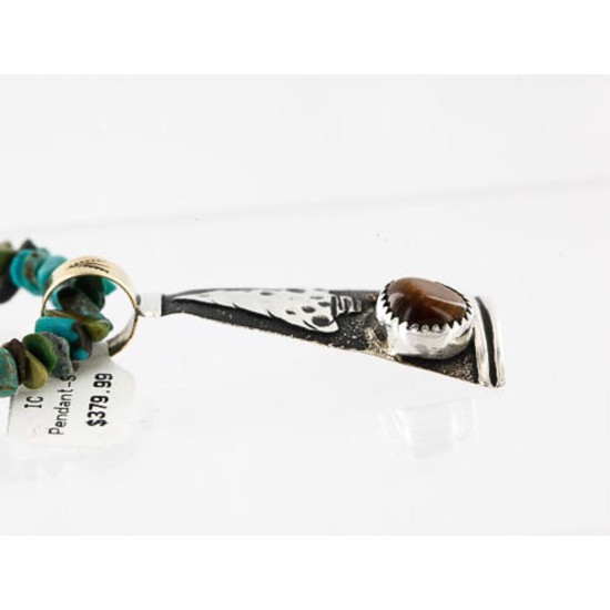 12kt Gold Filled and .925 Sterling Silver Handmade Arrow Certified Authentic Navajo Turquoise Native American Necklace 390828646737