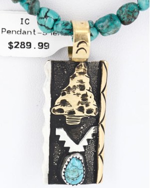 12kt Gold Filled and .925 Sterling Silver Handmade Arrow HEAD Certified Authentic Navajo Turquoise Native American Necklace 371016826546