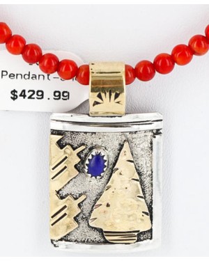 12kt Gold Filled and .925 Sterling Silver Handmade Arrowhead Certified Authentic Navajo LAPIS Native American Necklace 390812983196