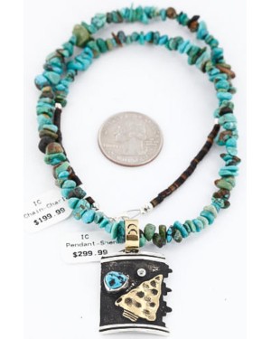 12kt Gold Filled and .925 Sterling Silver Handmade Arrowhead Certified Authentic Navajo Turquoise Native American Necklace 371018523592