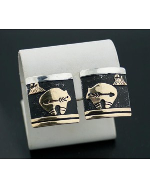 12kt Gold Filled and .925 Sterling Silver Handmade Bear Certified Authentic Navajo Native American Earrings 370917821409