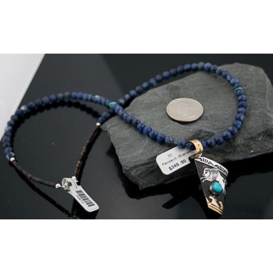 12kt Gold Filled and .925 Sterling Silver Handmade Buffalo Certified Authentic Navajo Turquoise Native American Necklace 370877261334