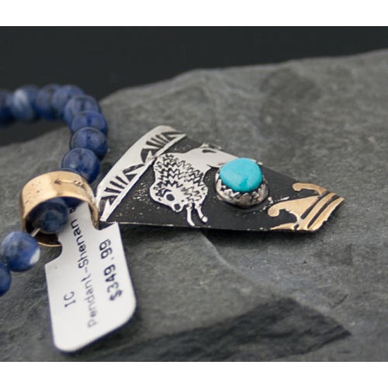 12kt Gold Filled and .925 Sterling Silver Handmade Buffalo Certified Authentic Navajo Turquoise Native American Necklace 370877261334