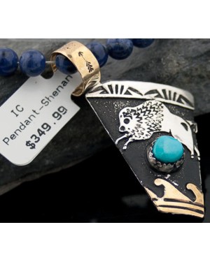 12kt Gold Filled and .925 Sterling Silver Handmade Buffalo Certified Authentic Navajo Turquoise Native American Necklace 370877261334