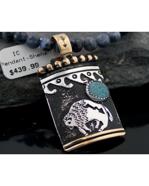 12kt Gold Filled and .925 Sterling Silver Handmade Buffalo Certified Authentic Navajo Turquoise Native American Necklace 370877325260