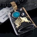 12kt Gold Filled and .925 Sterling Silver Handmade Buffalo Certified Authentic Navajo Turquoise Native American Necklace 370891465345