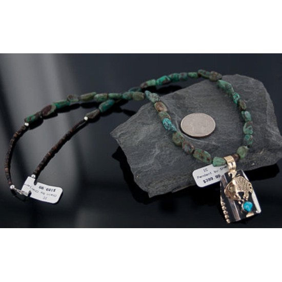12kt Gold Filled and .925 Sterling Silver Handmade Buffalo Certified Authentic Navajo Turquoise Native American Necklace 370892810902
