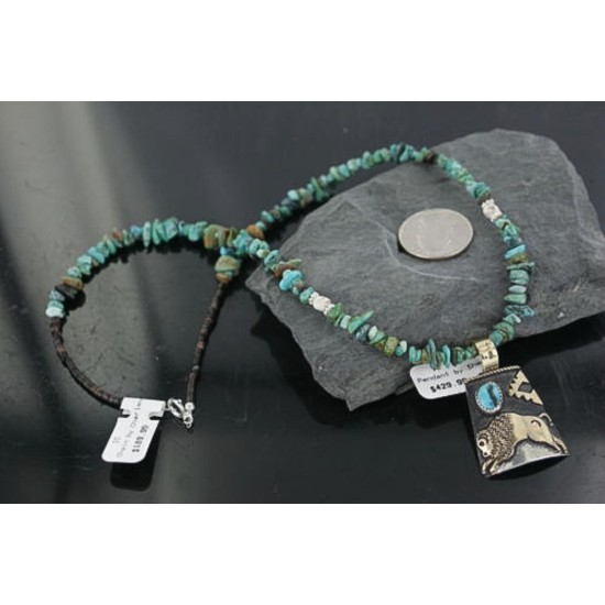 12kt Gold Filled and .925 Sterling Silver Handmade Buffalo Certified Authentic Navajo Turquoise Native American Necklace 370911307340