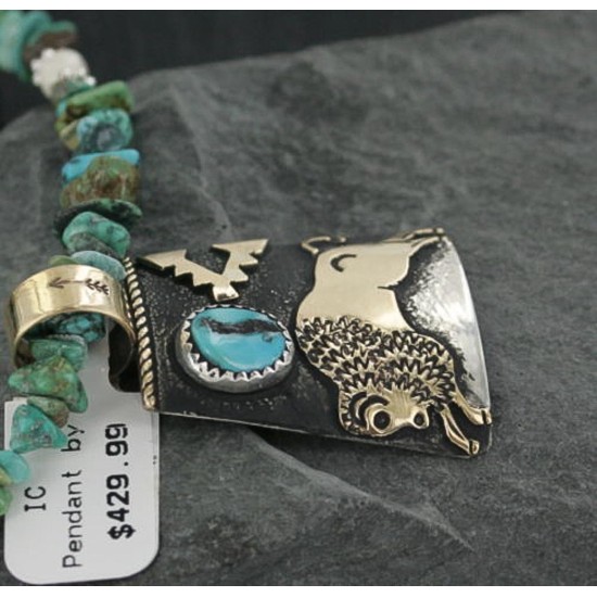 12kt Gold Filled and .925 Sterling Silver Handmade Buffalo Certified Authentic Navajo Turquoise Native American Necklace 370911307340