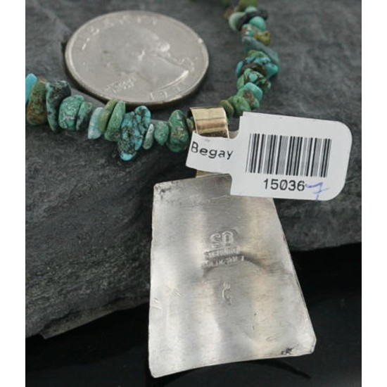 12kt Gold Filled and .925 Sterling Silver Handmade Buffalo Certified Authentic Navajo Turquoise Native American Necklace 370911307340