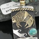 12kt Gold Filled and .925 Sterling Silver Handmade Buffalo Navajo Turquoise Native American Necklace 370923171326