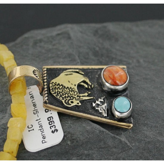 12kt Gold Filled and .925 Sterling Silver Handmade Buffalo Certified Authentic Navajo Turquoise Native American Necklace 370958748427