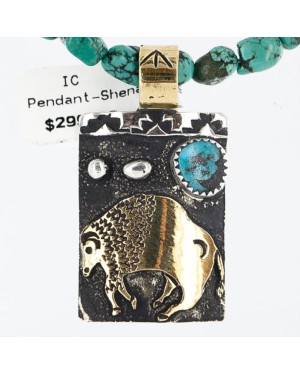 12kt Gold Filled and .925 Sterling Silver Handmade Buffalo Certified Authentic Navajo Turquoise Native American Necklace 371002292626