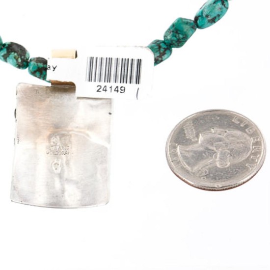 12kt Gold Filled and .925 Sterling Silver Handmade Buffalo Certified Authentic Navajo Turquoise Native American Necklace 371002292626