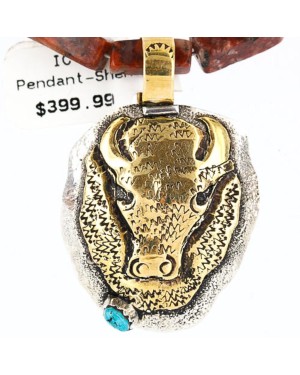 12kt Gold Filled and .925 Sterling Silver Handmade Buffalo Certified Authentic Navajo Turquoise Native American Necklace 371002930094