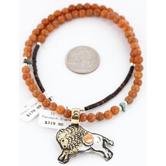 12kt Gold Filled and .925 Sterling Silver Handmade Buffalo Certified Authentic Navajo Turquoise Native American Necklace 371015090270