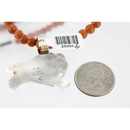 12kt Gold Filled and .925 Sterling Silver Handmade Buffalo Certified Authentic Navajo Turquoise Native American Necklace 371015090270