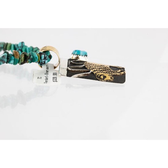 12kt Gold Filled and .925 Sterling Silver Handmade Buffalo Certified Authentic Navajo Turquoise Native American Necklace 371017152280