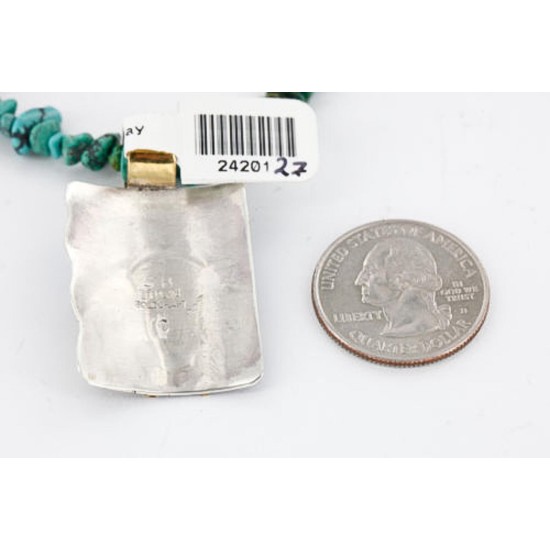 12kt Gold Filled and .925 Sterling Silver Handmade Buffalo Certified Authentic Navajo Turquoise Native American Necklace 371017152280