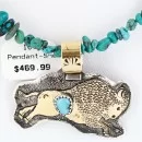 12kt Gold Filled and .925 Sterling Silver Handmade Buffalo Navajo Turquoise Native American Necklace 371034645855